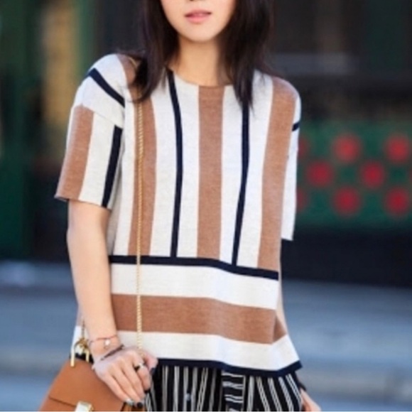 J.Crew Women’s Merino Wool Striped Short Sleeve Sweater - Picture 2 of 10